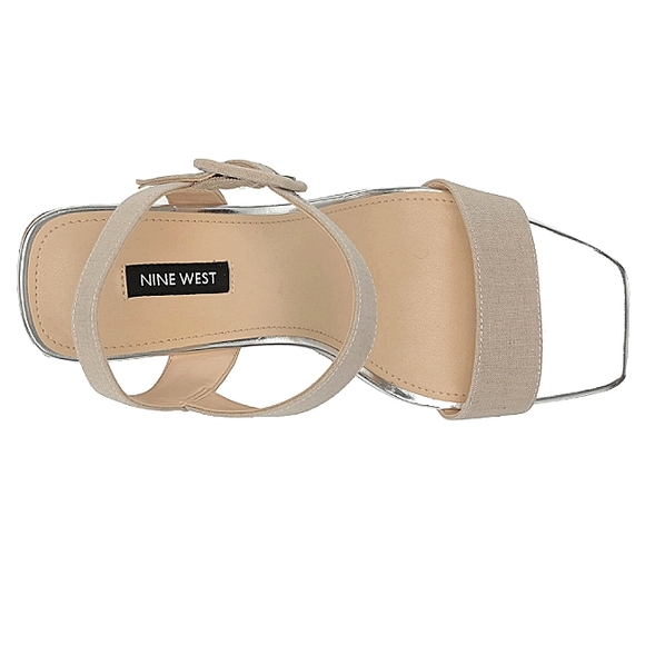 New w/o Box Nine West Courts Square Toe Cork Wedge Dress Sandals Size 8 - Picture 5 of 8